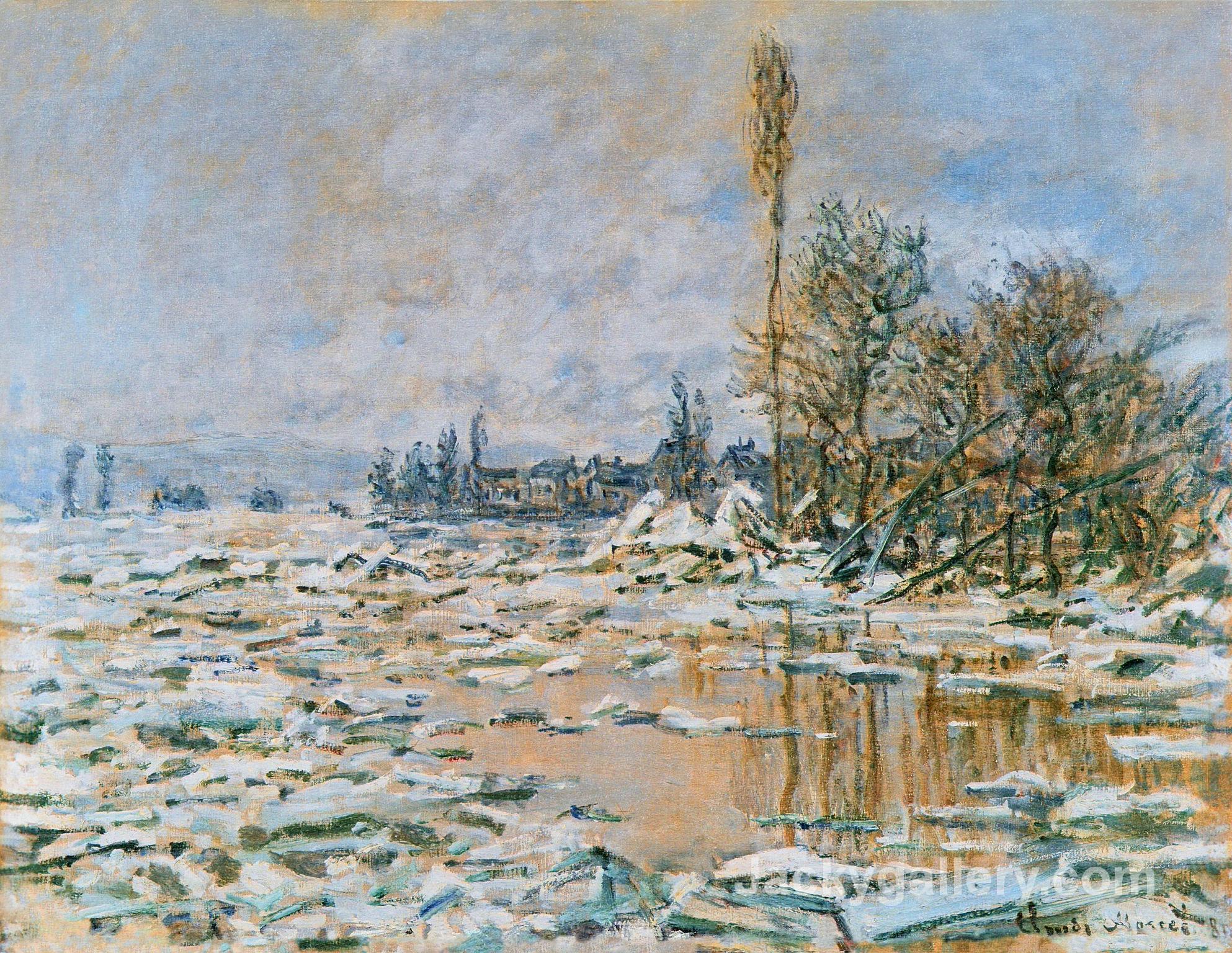 Breakup of Ice, Lavacourt, Grey Weather by Claude Monet paintings reproduction